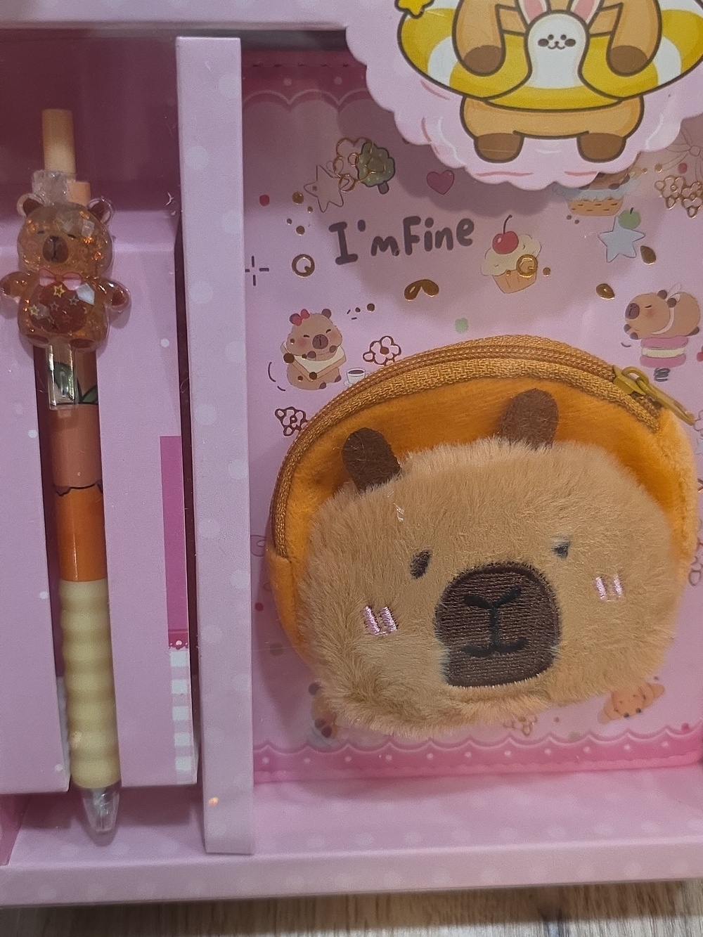 Cute Bear Plush Coin Pouch and Pen Set - Brown - Picture 3 of 4